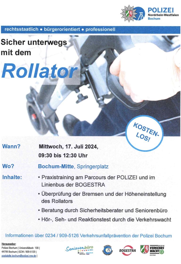 Sicher unterwegs mit dem Rollator!