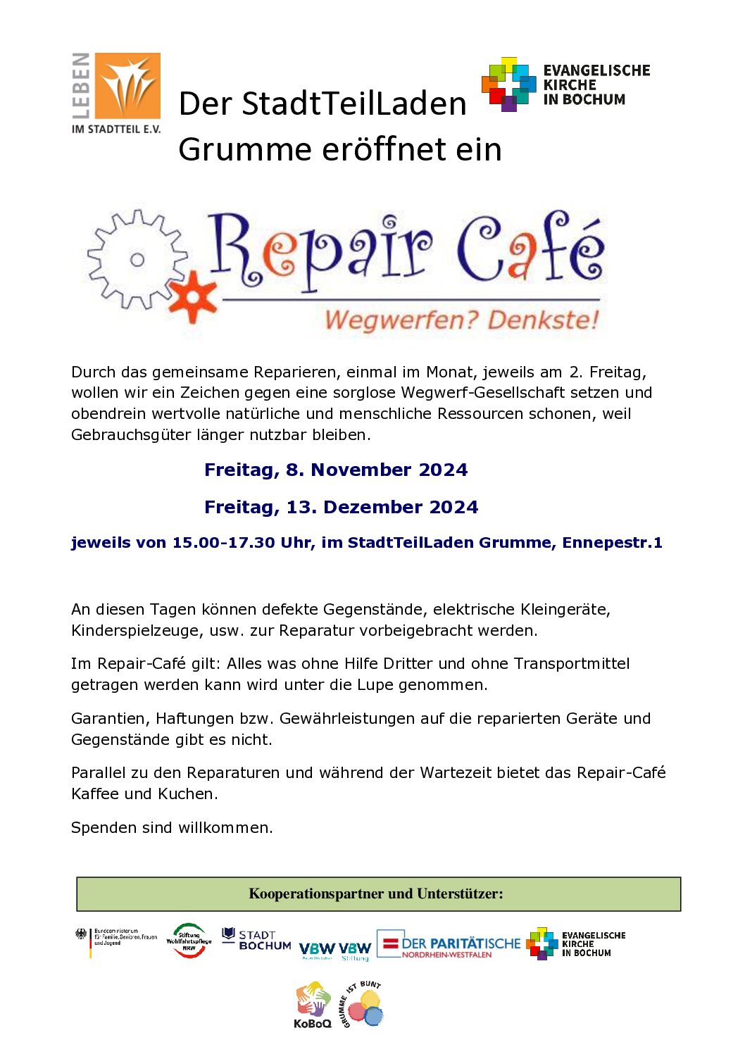 Nach Grumme kommt ein Reparier-Café!