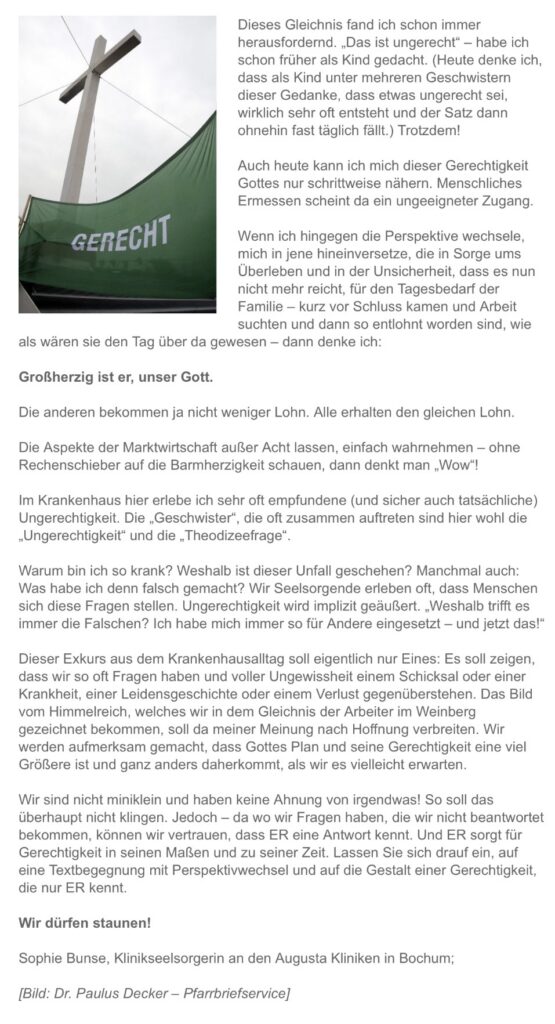 Das Gleichnis von den Arbeitern im Weinberg
