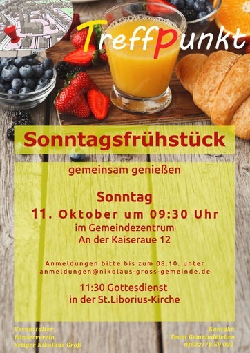 Treffpunkt Sonntagsfrühstück in Seliger Nikolaus Groß Treffpunkt Sonntagsfrühstück in Seliger Nikolaus Groß